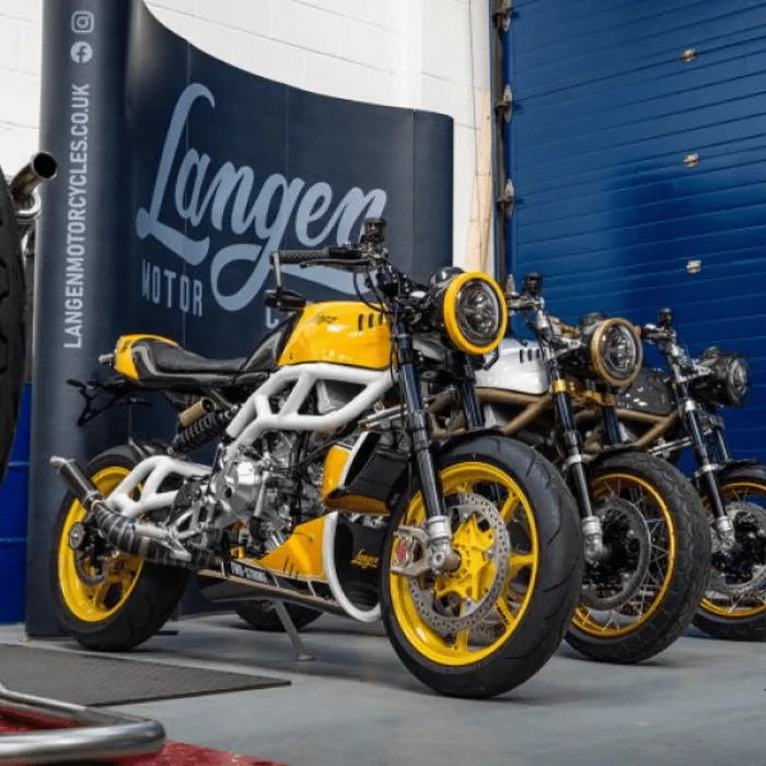 Langen motorcycles with coated frames and exhausts